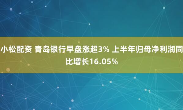 小松配资 青岛银行早盘涨超3% 上半年归母净利润同比增长16.05%